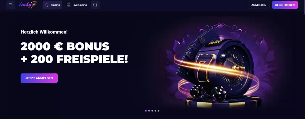 Luckyseven Casino Bonus 2000 Euro und 200 Freispiele